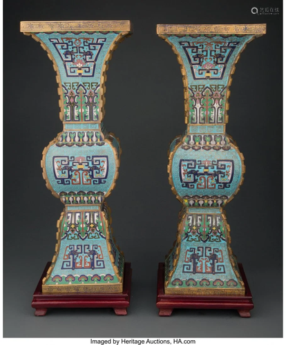 67186: A Pair of Chinese Archaistic-Style Cloisonn�