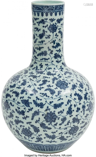 67118: A Chinese Blue and White Lotus Vase, Tianqiuping