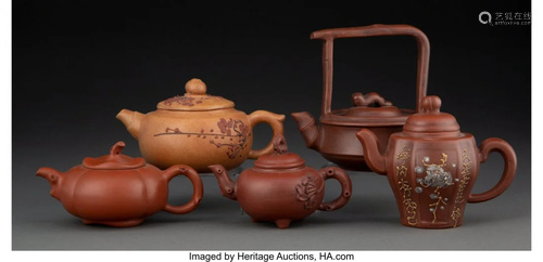 67171: Five Chinese Yixing Pottery Teapots, 20th centur