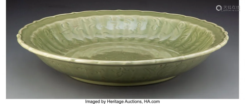 67112: A Chinese Longquan Celadon Glazed Dish 16-1/2 x