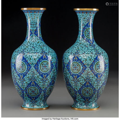 67192: A Pair of Chinese Persian-Style Cloisonné