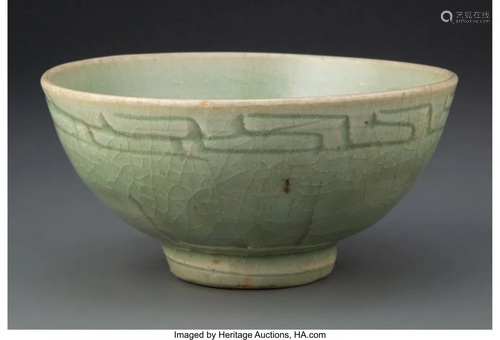 67113: A Chinese Celadon Bowl, Ming Dynasty 2-3/4 x 5-3