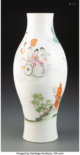 67163: A Chinese Enamel Porcelain Ovoid Vase, 19th cent