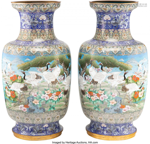 67194: A Pair of Chinese Cloisonné Vases 41 x 20