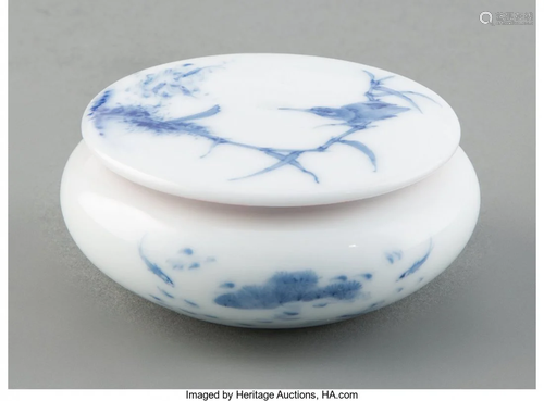 67167: A Chinese Blue and White Covered Ink Box, Republ