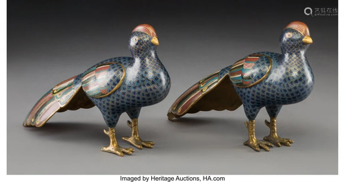 67189: A Pair of Chinese Cloisonné and Gilt Bron