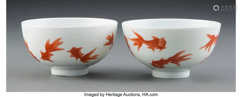 67165: A Pair of Chinese Fish Bowls Marks: Six-characte