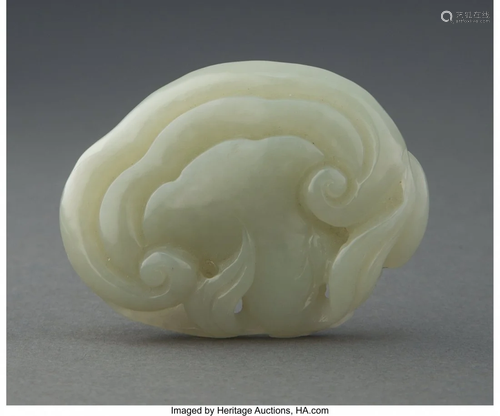 67049: A Chinese Carved Celadon Jade Toggle 1-1/2 x 2 i