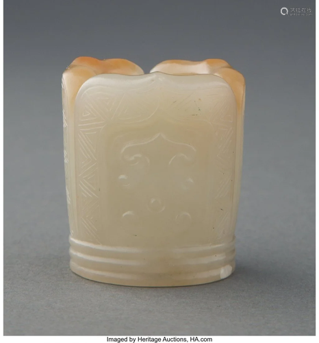 67050: A Chinese Carved White Jade Hair Ornament 1-1/4