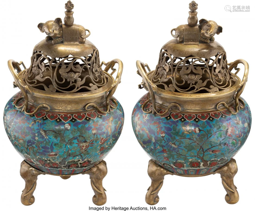 67183: A Pair of Chinese Cloisonné Fishbowls Mou