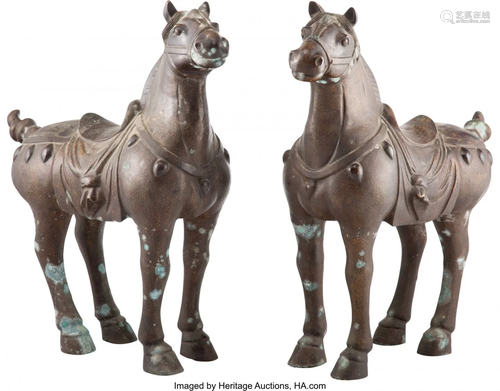 67180: A Pair of Large Chinese Copper Alloy Horses 31-1