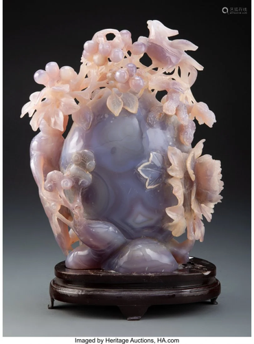 67079: A Chinese Carved Agate Group with Birds 11 x 8-1