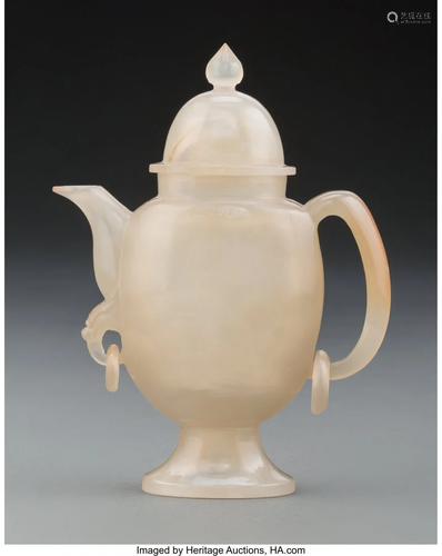 67081: A Chinese Carved Agate Teapot, 20th century 5-1/