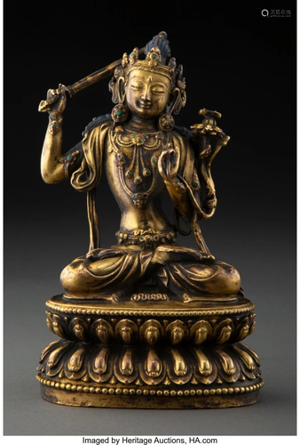 67321: A Tibetan Gilt Bronze Bodhisattva 5-3/4 x 3-1/2