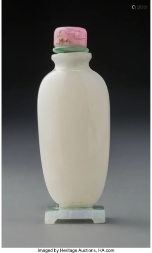 67002: A Chinese White Jade Snuff Bottle on Jadeite Sta
