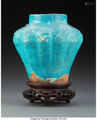 67090: A Chinese Blue Pottery Jar 4-5/8 x 4-1/2 inches