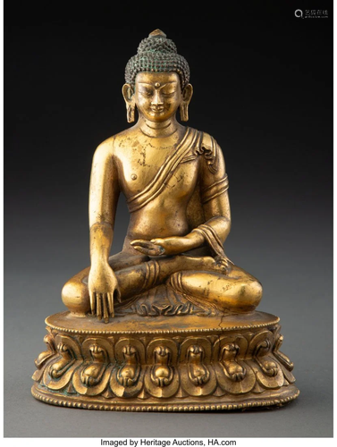 67322: A Sino-Tibetan Gilt Bronze Buddha 6 x 4-1/2 x 3-