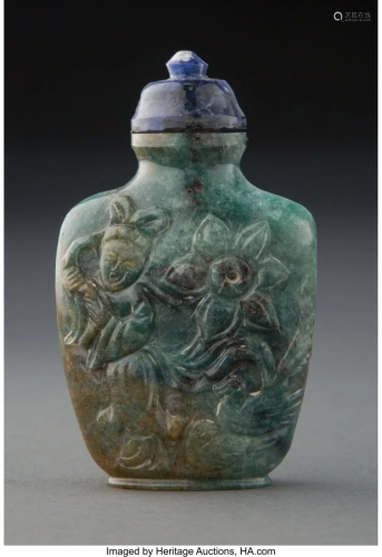 67003: A Chinese Carved Jade Snuff Bottle 3 inches (7.6