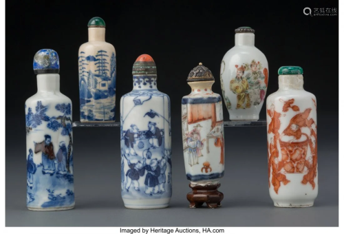 67014: A Group of Six Chinese Porcelain Snuff Bottles M