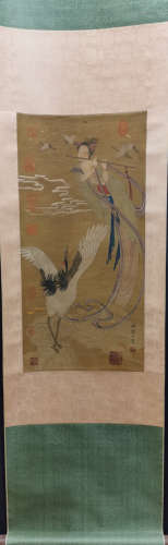Chinese Gu Hongzhong'S Painting Of Fairy On Silk