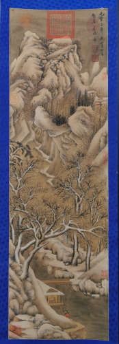 Chinese Mipei'S Painting Of Landscape On Silk