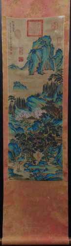 Chinese Chou Ying'S Painting On Silk