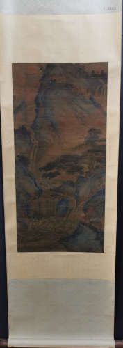 Chinese Fan Kuan'S Painting Of Landscape On Silk