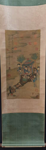 Chinese Wang Zhenpeng'S Painting Of Fairy On Silk