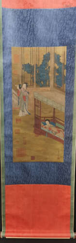 Chinese Zhao Guangfu'S Painting Of Lady On Silk