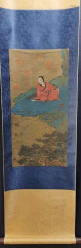 Chinese Liu Songnian'S Painting Of Figures On Silk