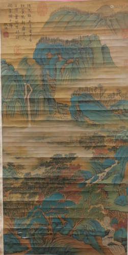 Chinese Wen Zhiming'S Painting Of Landscape On Silk