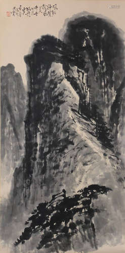 Chinese Shilu'S Painting Of Mountain On Paper