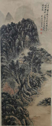 Chinese Huang Binhong'S Painting Of Landscape On Paper