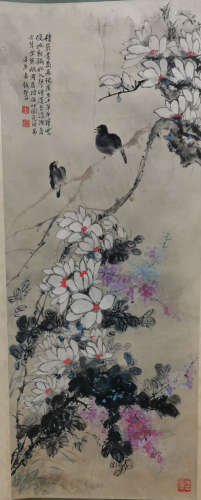Chinese Qian Songyan'S Painting Of Flowers And Birds On Paper