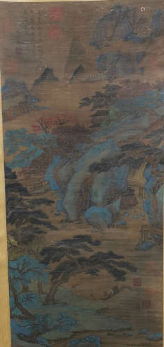 Chinese Wang Wei'S Painting Of Landscape On Silk