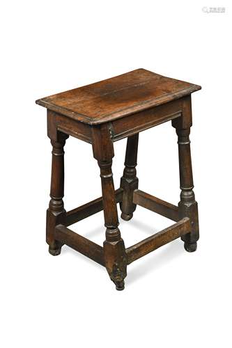 A jointed oak stool, 17th century,