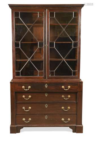 An early George III style mahogany secretaire bookcase,