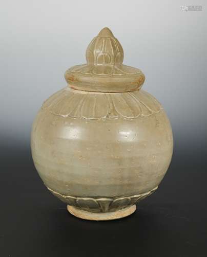 A Chinese ceramic vase and cover, probably Tang Dynasty,