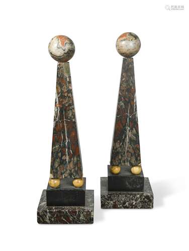 A pair of 19th century marble obelisks,