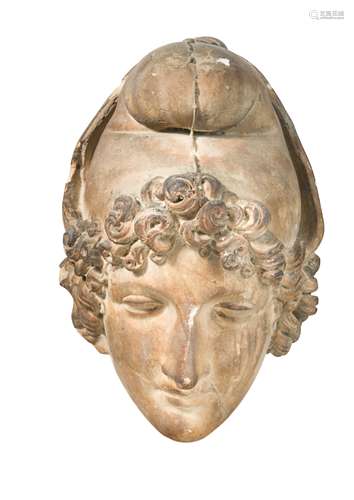 A cast plaster mask of the classical goddess Bendis, 19th century,