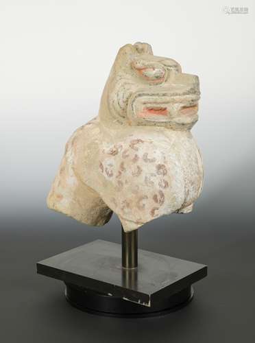 A Chinese sandstone fragmentary Kylin, Qi Dynasty style,