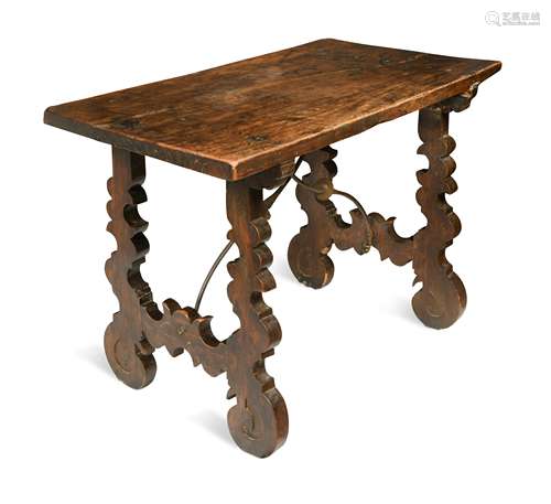 A Spanish walnut side table, 18th century,