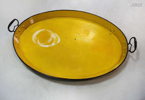 A large oval toleware twin-handled tray,