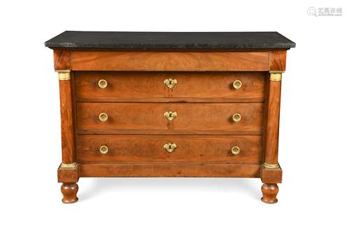 An Empire mahogany and marble top commode, c. 1820,