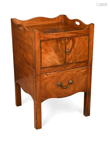 A George III mahogany tray-top night cupboard,