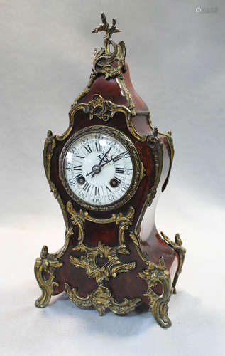 A French tortoiseshell mantel clock, late 19th century,