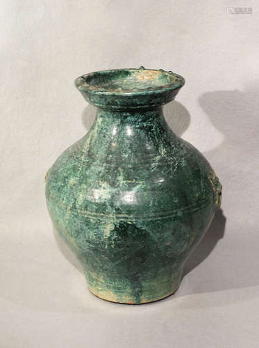 A Chinese green glaze pottery Hu, Han Dynasty,