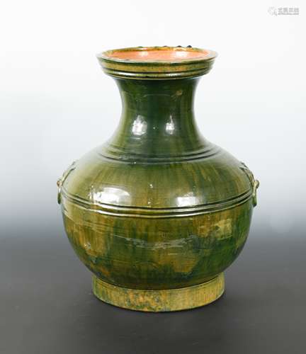 A Chinese green glazed vase Hu, Han Dynasty (206 BC-221 AD),