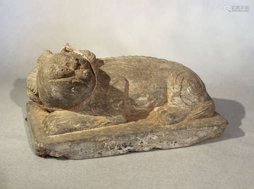 A Chinese grey veined marble stone Fo dog, in Tang Dynasty style,