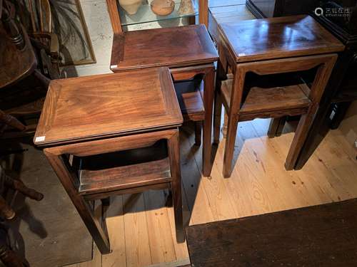 Three Chinese hardwood stands, 20th century, in Qing Dynasty style,